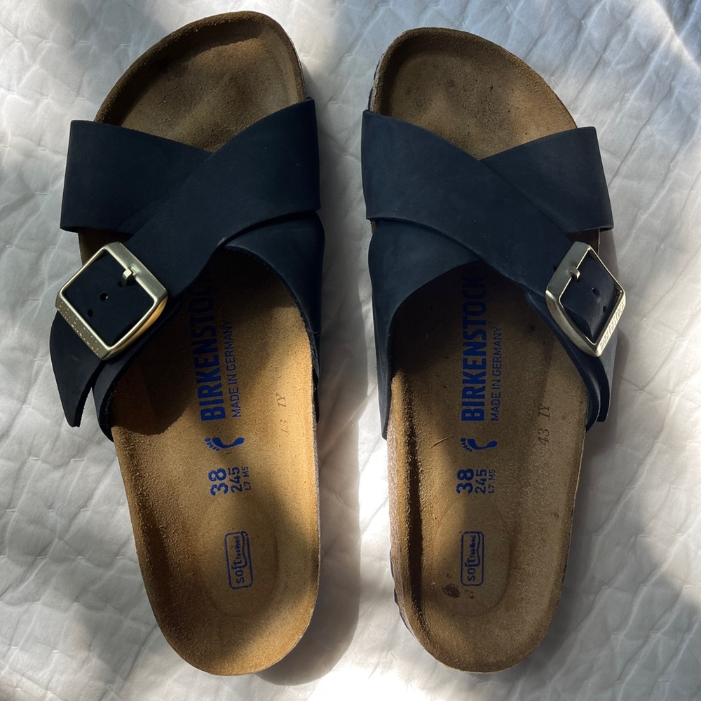 Birkenstock Siena slides - navy nubuck - 38